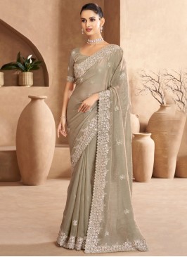 Majestic Stone Grey Contemporary Saree