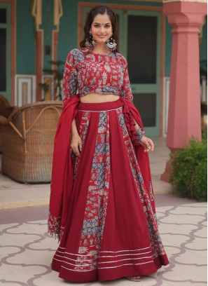 Maroon and Rani Ceremonial Rayon Readymade Lehenga Choli