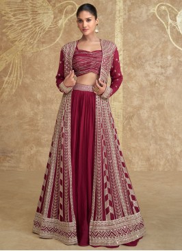 Maroon and Rani Color Readymade Lehenga Choli