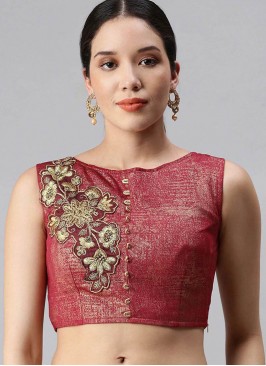 Maroon Color Silk Embroidered Blouse