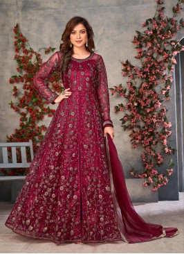Maroon Colour Heavy Sequance Embroidery Work Lengt