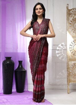 Maroon Stone Work Classic Saree