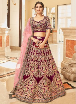 Maroon Zari Sangeet Lehenga Choli