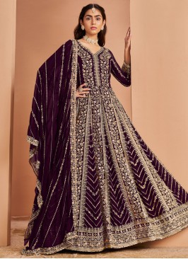 Marvelous Wine Sequins Salwar Suit