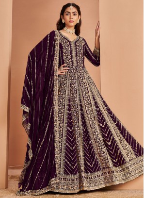 Marvelous Wine Sequins Salwar Suit