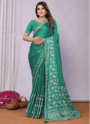 Masterly Sequins Silk Green Traditional Saree