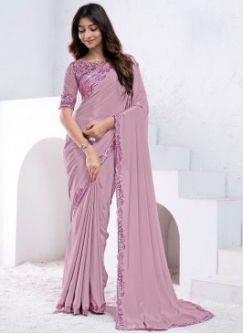 Mauve  Sequins Crepe Silk Classic Saree