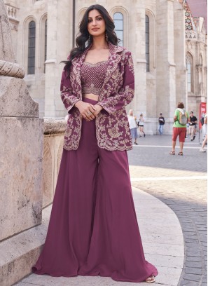 Mauve  Silk Festival Palazzo Suit