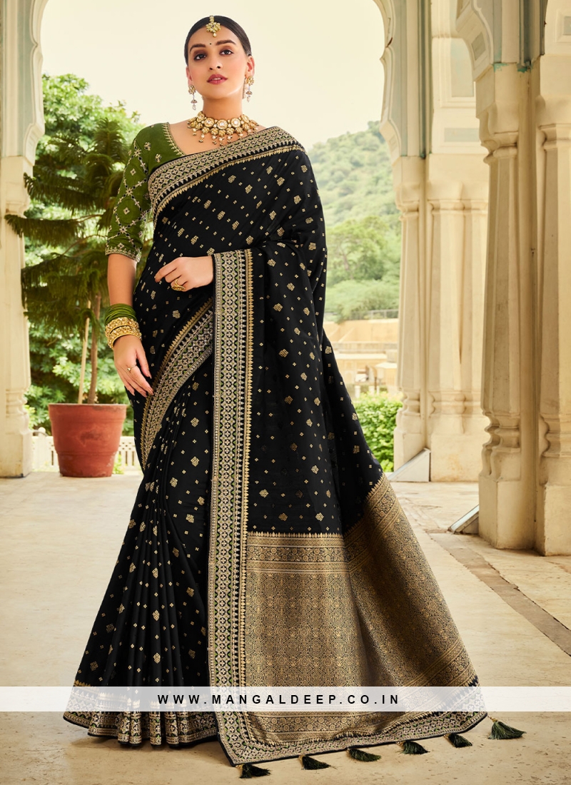 Buy Black Sarees for Women by Ri-wah Online | Ajio.com