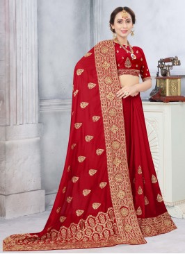 Mesmerizing Embroidered Red Designer Traditional S