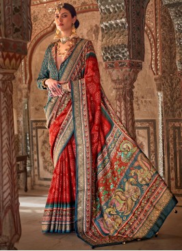 Mesmerizing Fancy Red Designer Saree