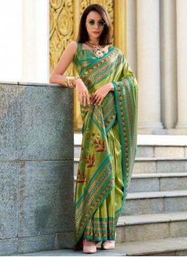 Miraculous Green Tissue Designer Saree