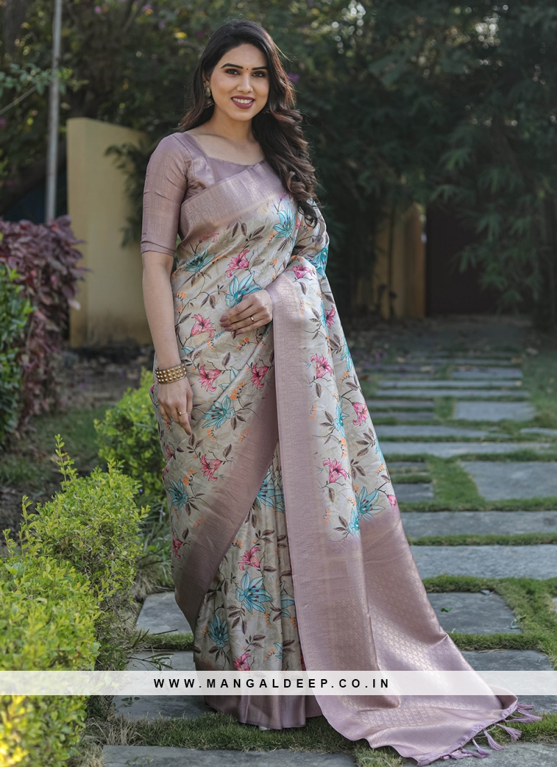 Shop Lavender Banarasi Silk Zari Work Saree Festive Wear Online at Best  Price | Cbazaar