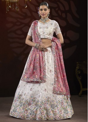 Miraculous Net White Fancy Trendy Lehenga Choli