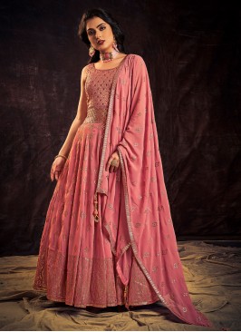 Mirror Georgette Designer Gown in Pink