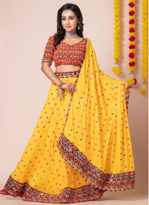 Mirror Rayon Lehenga Choli in Yellow