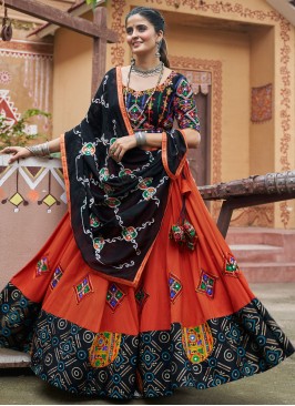 Mirror Viscose Readymade Lehenga Choli in Crimson