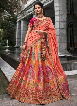 Mod Banarasi Silk Multi Colour Thread Trendy Lehenga Choli