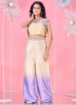 Mod Cream and Lavender Party Designer Salwar Kameez