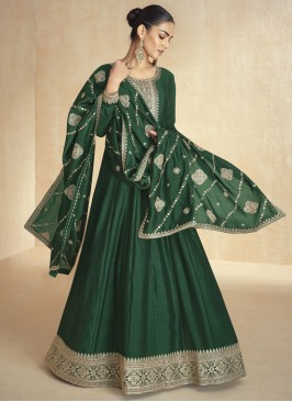 Mod Silk Zari Green Floor Length Gown