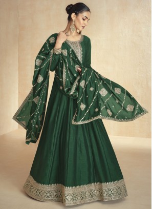 Mod Silk Zari Green Floor Length Gown