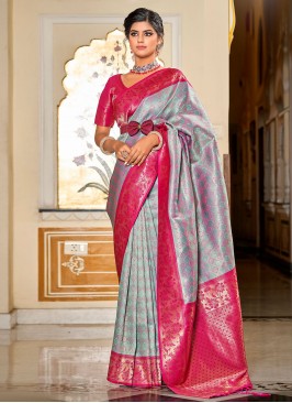 Modern Jacquard Work Banarasi Silk Multi Colour Saree