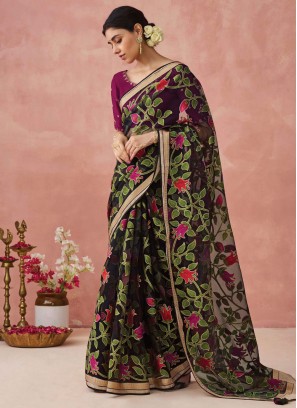 Modernistic Navy Blue Ceremonial Designer Saree