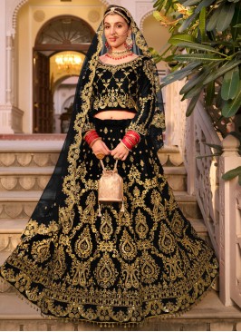 Modernistic Stone Velvet A Line Lehenga Choli