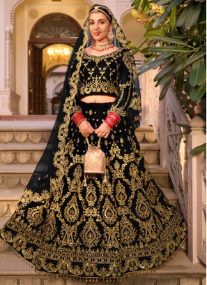 Modernistic Stone Velvet A Line Lehenga Choli