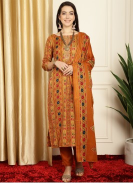 Modish Pashmina Mustard Floral Print Salwar Suit