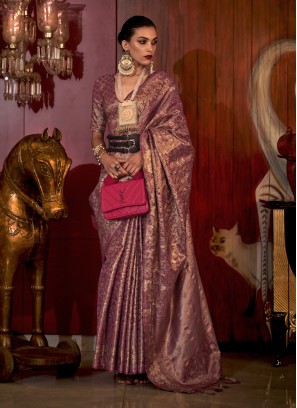 Monumental Handloom silk Purple Designer Saree