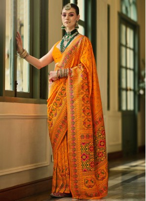 Monumental Kashmiri Yellow Contemporary Saree