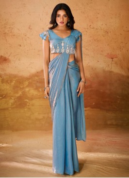 Monumental Organza Blue Designer Saree