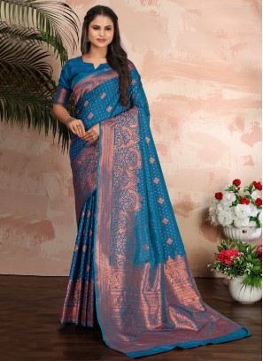 Morpeach  Banarasi Silk Weaving Contemporary Saree