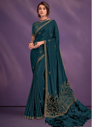 Morpeach  Pure Crepe Party Traditional Saree