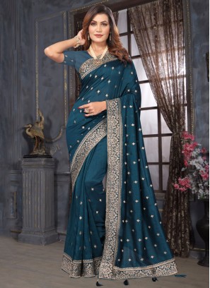 Morpeach  Vichitra Silk Party Trendy Saree