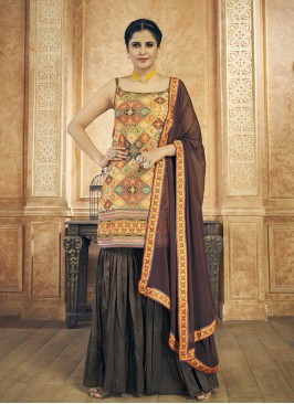 Multi Color Georgette Resham Work Sharara Suit