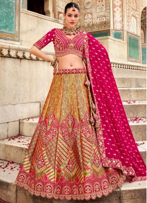 Multi Colour Banarasi Silk Lehenga Choli