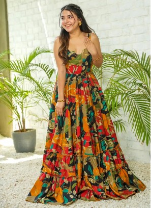 Multi Colour Color Trendy Gown