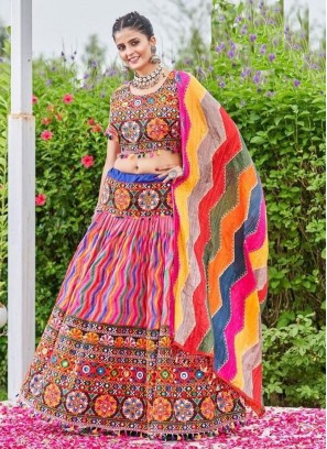 Multi Colour Cotton Ceremonial Readymade Lehenga Choli