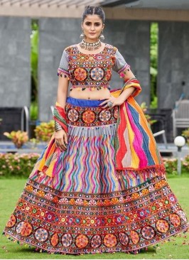 Multi Colour Cotton Embroidered Readymade Lehenga Choli