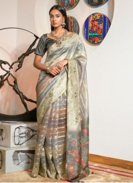 Multi Colour Digital Print Contemporary Saree