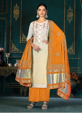 Multi Colour Embroidered Ceremonial Palazzo Salwar Kameez