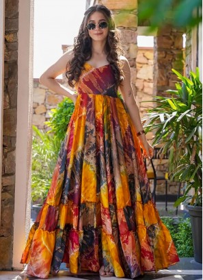 Multi Colour Festival Trendy Gown