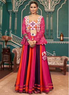 Multi Colour Lace Viscose Readymade Lehenga Choli