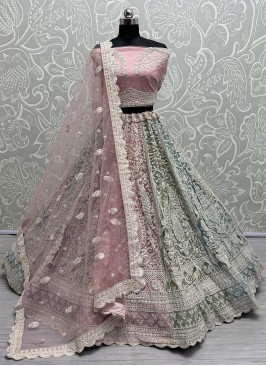 Multi Colour Net Trendy Lehenga Choli