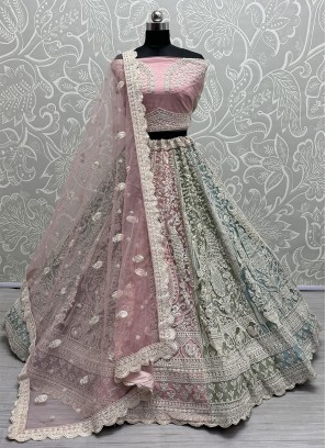 Multi Colour Net Trendy Lehenga Choli