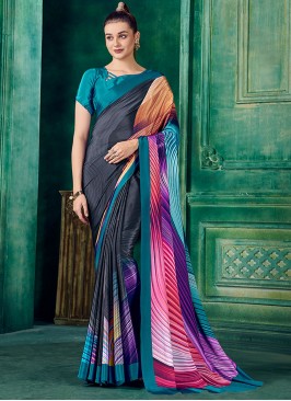 Multi Colour Party Pure Crepe Classic Saree