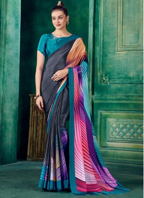 Multi Colour Party Pure Crepe Classic Saree