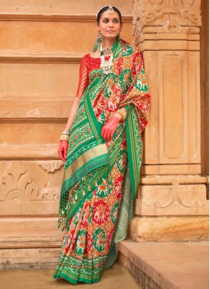 Multi Colour Patola Silk  Ceremonial Contemporary Saree